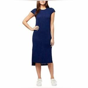 Jessica Simpson simple soft Maritime blue short sleeve crewneck midi dress NWT S
